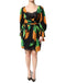 Dolce & Gabbana Black Silk Pineapple Draped Print Wrap Dress