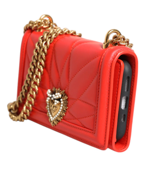 Dolce & Gabbana Devotion Crossbody Phone Bag in Red Quilted Leather for Women