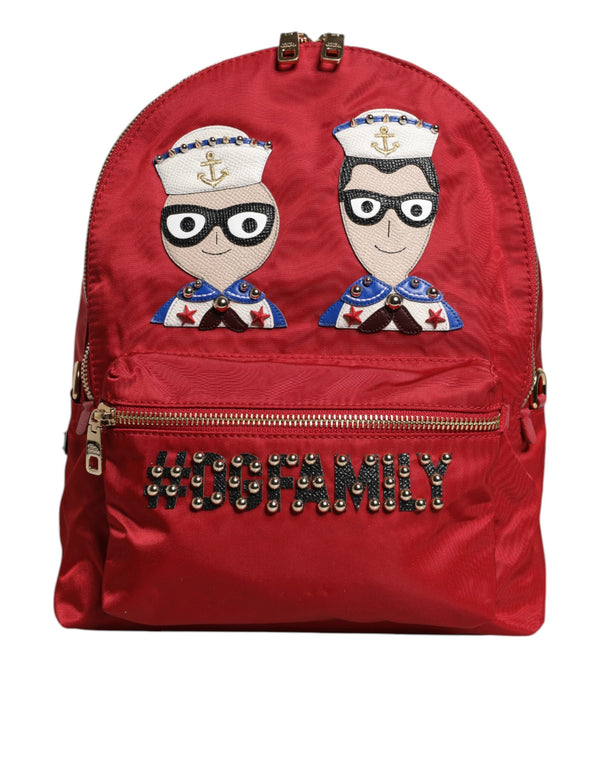 Dolce & Gabbana Red #DGFAMILY Vulcano Nylon and Leather Embellished Backpack Bag