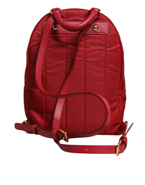 Dolce & Gabbana Red #DGFAMILY Vulcano Nylon and Leather Embellished Backpack Bag