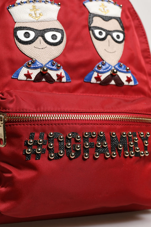 Dolce & Gabbana Red #DGFAMILY Vulcano Nylon and Leather Embellished Backpack Bag