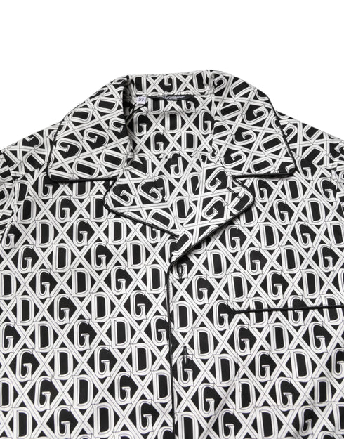Dolce & Gabbana Black White DG Print Cotton Pajama Set Sleepwear