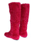 Dolce & Gabbana Pink Lamb Fur Leather Flat Boots for Women