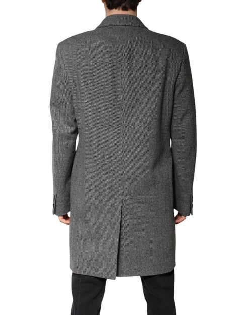 Dolce & Gabbana Gray Wool Single Breasted Trench Coat Jacket