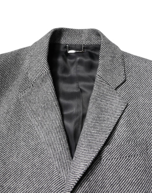 Dolce & Gabbana Gray Wool Single Breasted Trench Coat Jacket