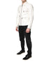 Dolce & Gabbana White Collared Full Zip Biker Coat Jacket