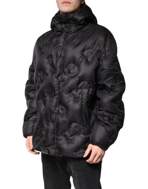 Dolce & Gabbana Black Hooded Parka Coat Winter Jacket