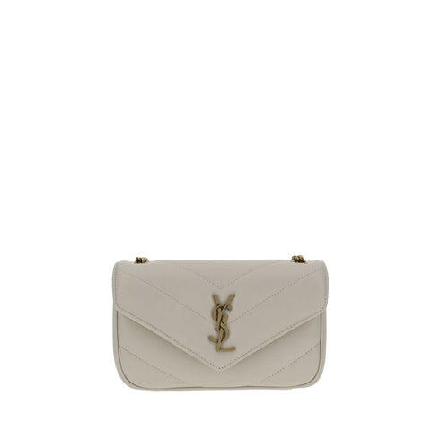 Saint Laurent Loulou Mini Shoulder Bag in White Lambskin – Women