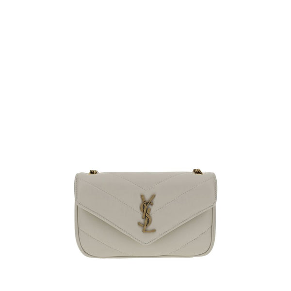 Saint Laurent Loulou Mini Shoulder Bag in White Lambskin – Women
