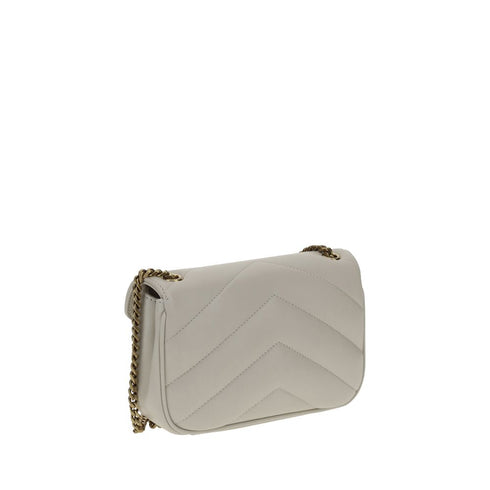 Saint Laurent Loulou Mini Shoulder Bag in White Lambskin – Women