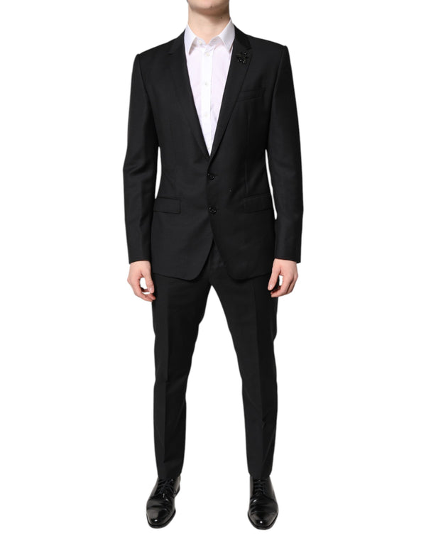 Dolce & Gabbana Black Wool Single Breasted 2 Piece Suit