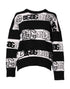 Dolce & Gabbana Black White Logo Print Wool Pullover Sweater