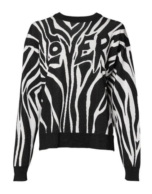 Dolce & Gabbana Black White Print Women Pullover Sweater