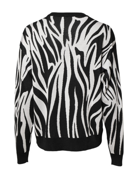 Dolce & Gabbana Black White Print Women Pullover Sweater