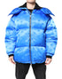 Dolce & Gabbana Blue Logo Full Zip Hooded Quilted Jacket