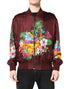 Dolce & Gabbana Maroon Floral Print Full Zip Bomber Jacket