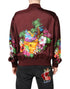 Dolce & Gabbana Maroon Floral Print Full Zip Bomber Jacket