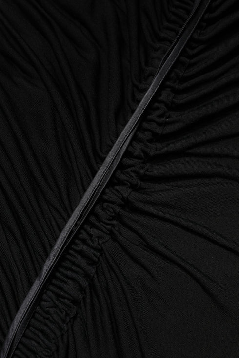 Dolce & Gabbana Black Mesh Trim Bodycon Long Sheath Dress