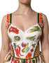 Dolce & Gabbana White Vegetables Sleeveless A-line Dress