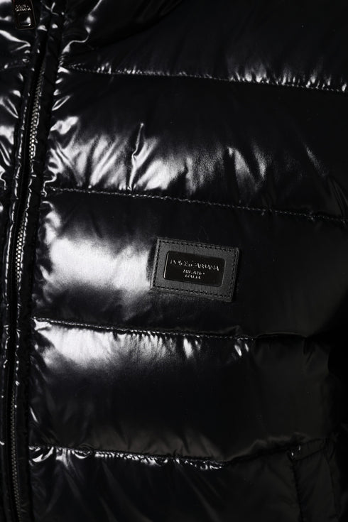 Dolce & Gabbana Black Logo Plaque Full Zip Puffer Jacket