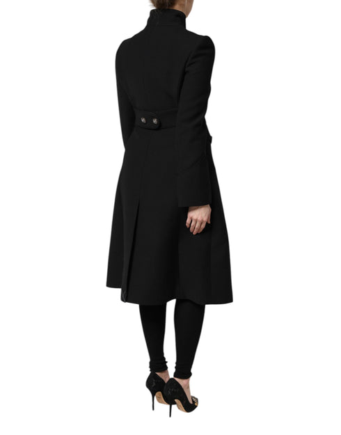 Dolce & Gabbana Black Wool Single Breasted Trench Coat Jacket