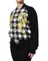 Dolce & Gabbana Black White Check Floral Button Down Jacket