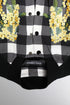 Dolce & Gabbana Black White Check Floral Button Down Jacket