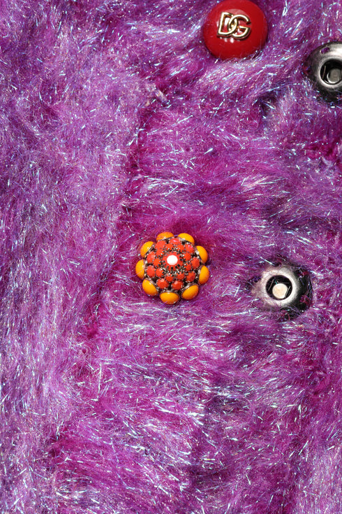 Dolce & Gabbana Purple Button Embellished Trench Coat Jacket