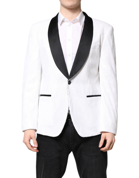 Dolce & Gabbana White Nylon Single Breasted Coat Blazer