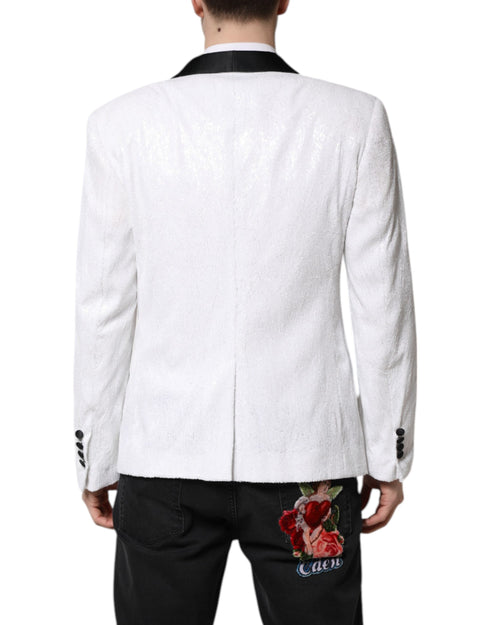 Dolce & Gabbana White Nylon Single Breasted Coat Blazer