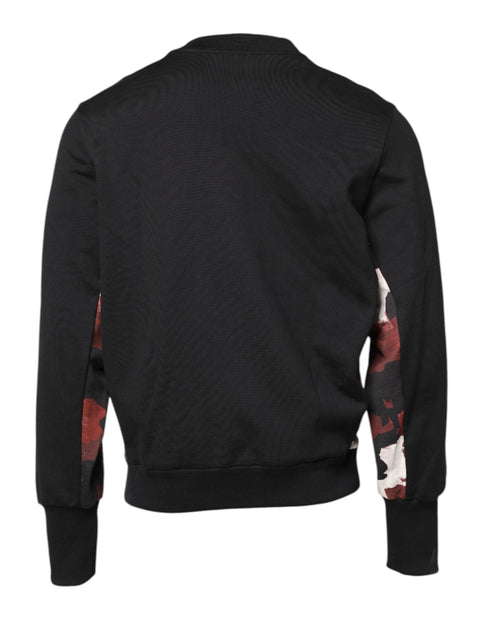 Dolce & Gabbana Black Embroidered Crew Neck Pullover Sweater