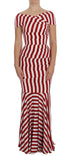Dolce & Gabbana Red White Silk Stretch Dress