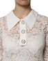 Dolce & Gabbana White Floral Lace Long Sleeves A-line Dress