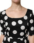 Dolce & Gabbana Black White Polka Dot Sheath Midi Dress