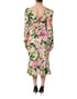 Dolce & Gabbana Pink Floral Silk Fit And Flared Midi Dress