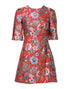 Dolce & Gabbana Red Floral Jacquard A-line Mini Dress