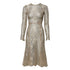 Dolce & Gabbana Gold Floral Lace Long Sleeves Fit & Flare Dress