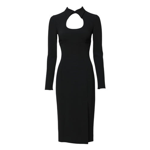 Dolce & Gabbana Black Long Sleeves Bodycon Sheath Midi Dress