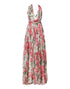 Dolce & Gabbana White Floral Silk Halter A-line Maxi Dress