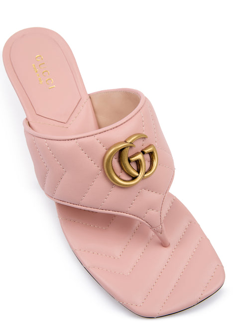 Gucci Charlotte Leather Sandals – Mystic Pink Nappa – Women's Heeled Mules