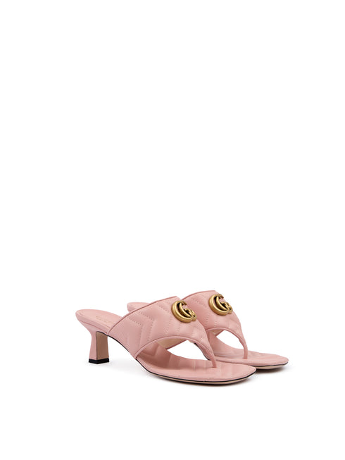 Gucci Charlotte Leather Sandals – Mystic Pink Nappa – Women's Heeled Mules