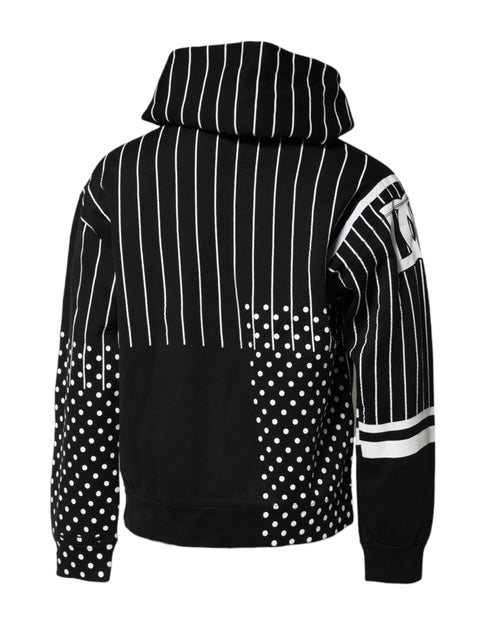 Dolce & Gabbana Black White Stripe Hooded Sweatshirt Sweater