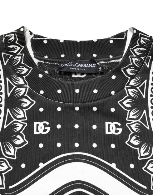 Dolce & Gabbana Black White Bandana Cotton Men Sweatshirt Sweater