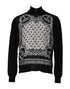 Dolce & Gabbana Black White Bandana Print Full Zip Sweater