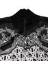 Dolce & Gabbana Black White Bandana Print Full Zip Sweater