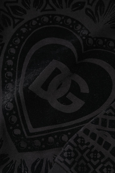 Dolce & Gabbana Black Printed Crew Neck Sweatshirt Sweater