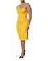 Dolce & Gabbana Yellow One Shoulder Side Slit Midi Dress