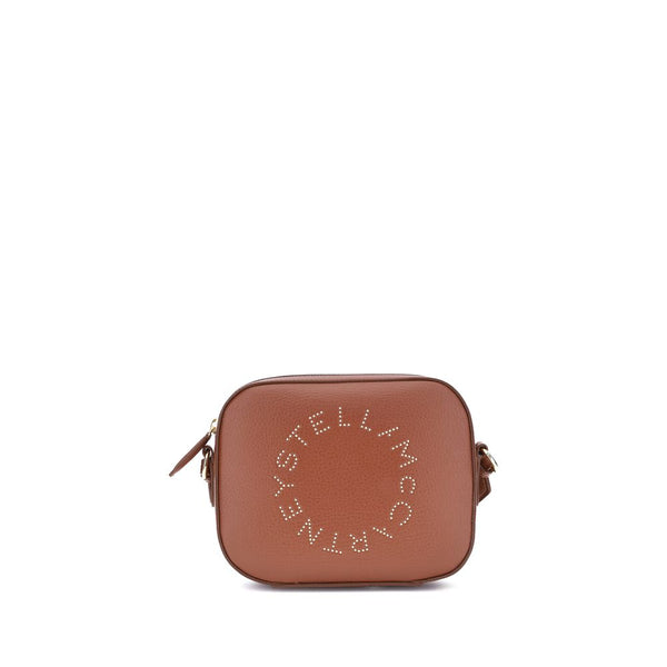 Stella McCartney Brown Faux Leather Shoulder Bag with Perforated Logo for Women