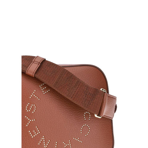 Stella McCartney Brown Faux Leather Shoulder Bag with Perforated Logo for Women