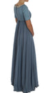 Dolce & Gabbana Blue Silk Crystal Sheath Gown Ball Dress